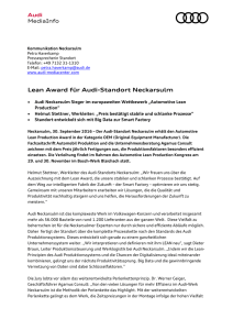 Lean Award für Audi-Standort Neckarsulm