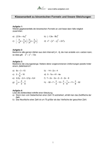Klassenarbeit Binomische Formeln lineare - Mathe