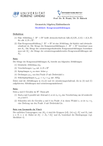 Geometrie/Algebra/Zahlentheorie Merkblatt: Kongruenzabbildungen