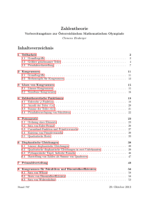 Zahlentheorie Inhaltsverzeichnis