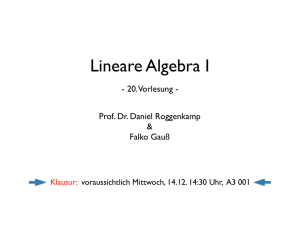 Lineare Algebra I - Daniel Roggenkamp