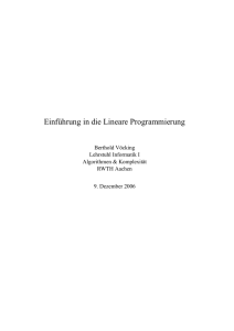 Einf¨uhrung in die Lineare Programmierung