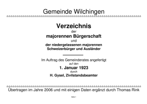 Gemeinde Wilchingen: Verzeichnis der majorennen Bürgerschaft