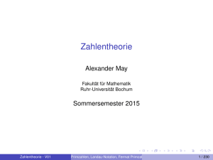 Zahlentheorie - CITS - Ruhr