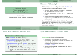 Vorlesung “Logik” Wintersemester 2014/15 Universität Duisburg