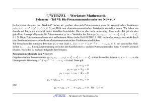 Die Potenzsummenformeln von Newton