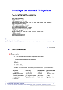 Grundlagen der Informatik für Ingenieure I 4. Java Sprachkonstrukte