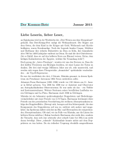 Der Kosmos-Bote Januar 2015 Liebe Leserin, lieber Leser,