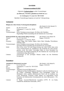 Assyriologie Vorlesungsverzeichnis SS 2013 Allgemeine