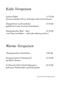 Speisekarte - Restaurant Eulachpark