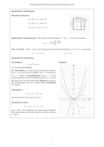 Quadratische Gleichungen und Funktionen - mathe