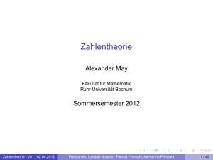 Zahlentheorie - CITS - Ruhr