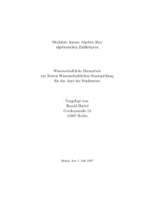 Modulare lineare Algebra über algebraischen Zahlkörpern