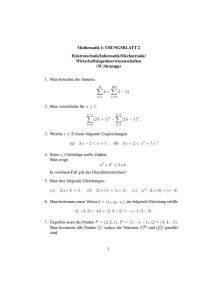 Mathematik I: ¨UBUNGSBLATT 2 Elektrotechnik/Informatik