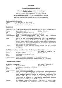 Assyriologie Vorlesungsverzeichnis WS 2015/16 Allgemeine