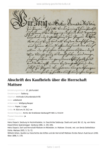 Abschrift des Kaufbriefs über die Herrschaft Mattsee