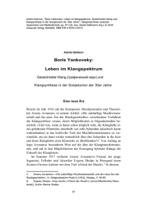 Boris Yankovsky: Leben im Klangspektrum