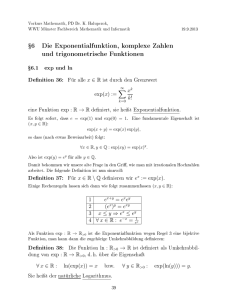 Ÿ6 Die Exponentialfunktion, komplexe Zahlen und trigonometrische