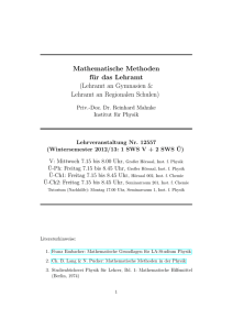 Mathematische Methoden für das Lehramt