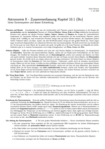 Astronomie II - Zusammenfassung Kapitel 10.1 (Bo)