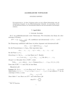 ALGEBRAISCHE TOPOLOGIE 7. April 2014 1. Lineare Algebra Sei