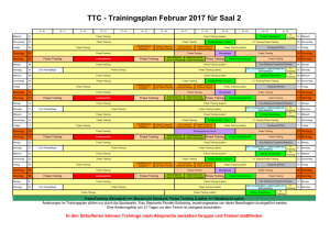 TTC - Trainingsplan Februar 2017 für Saal 2