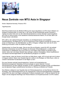 Neue Zentrale von MTU Asia in Singapur