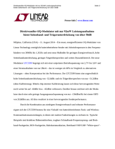 DirektwandlerI/QModulator mit nur 92mW Leistungsaufnahme bietet