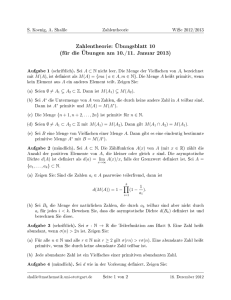 Zahlentheorie: Übungsblatt 10 (für die Übungen am 10./11. Januar