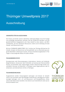 Ausschreibung - Thüringer Umweltpreis 2017