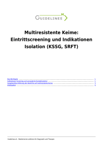Multiresistente Keime: Eintrittscreening und Indikationen Isolation