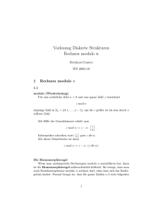 Vorlesung Diskrete Strukturen Rechnen modulo n