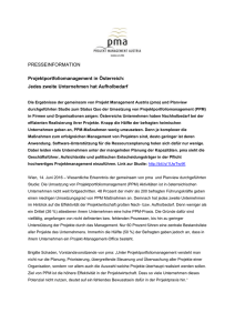 Presseinformation Projektportfoliomanagement in Österreich: Jedes