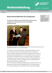 Erster Sommerfeld-Preis für Uni Bayreuth