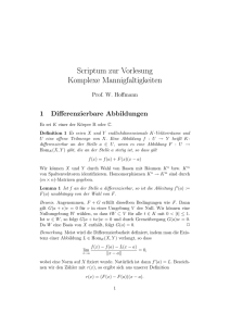 Scriptum zur Vorlesung Komplexe Mannigfaltigkeiten