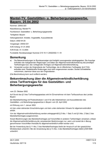 Mantel-TV, Gaststätten- u. Beherbergungsgewerbe, Bayern, 25.04