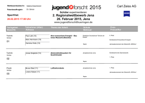 2. Regionalwettbewerb Jena 26. Februar 2015, Jena Carl Zeiss AG