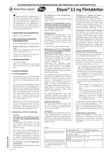 Eliquis® 2,5 mg Filmtabletten - Sie verlassen die BMS/Pfizer