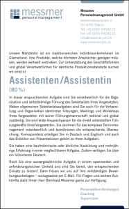 Assistenten /Assistentin - Messmer Personalmanagement GmbH