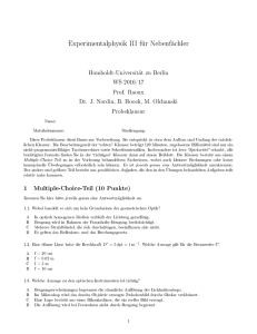 Experimentalphysik III für Nebenfächler - Helmholtz