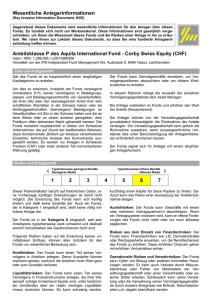 Wesentliche Anlegerinformationen (KIID)