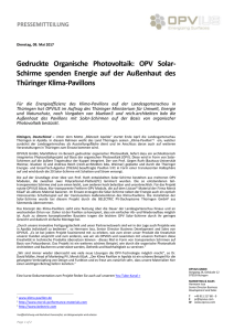 Gedruckte Organische Photovoltaik: OPV Solar- Schirme