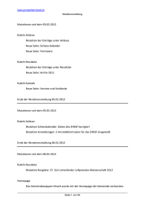 Mutationen seit dem 03.02.2012 Rubrik Anlässe Mutation der