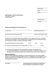 Antrag auf Erstattung von Fahrkosten