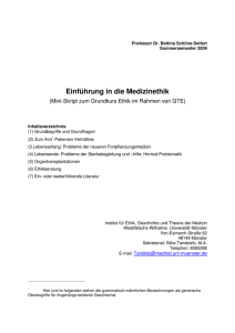 Einführung in die Medizinethik - Medizinische Fakultät Münster