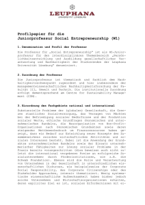 Profilpapier für die Juniorprofessur Social Entrepreneurship (W1)