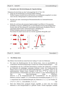 Page 1 Physik VI – SoSe2013 Anwesenheitsübung 5 1. Absorption