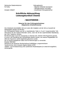 Schriftliche Abiturprüfung Leistungskursfach Chemie - NACHTERMIN -