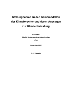 Stellungnahme zu den Klimamodellen der Klimaforscher und deren