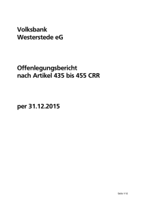 Offenlegungsbericht - Volksbank Westerstede eG